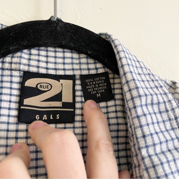 VINTAGE Rue 21 Sleeveless Collared Grunge 90s Y2k Checker Plaid Blouse Medium - Picture 5 of 5